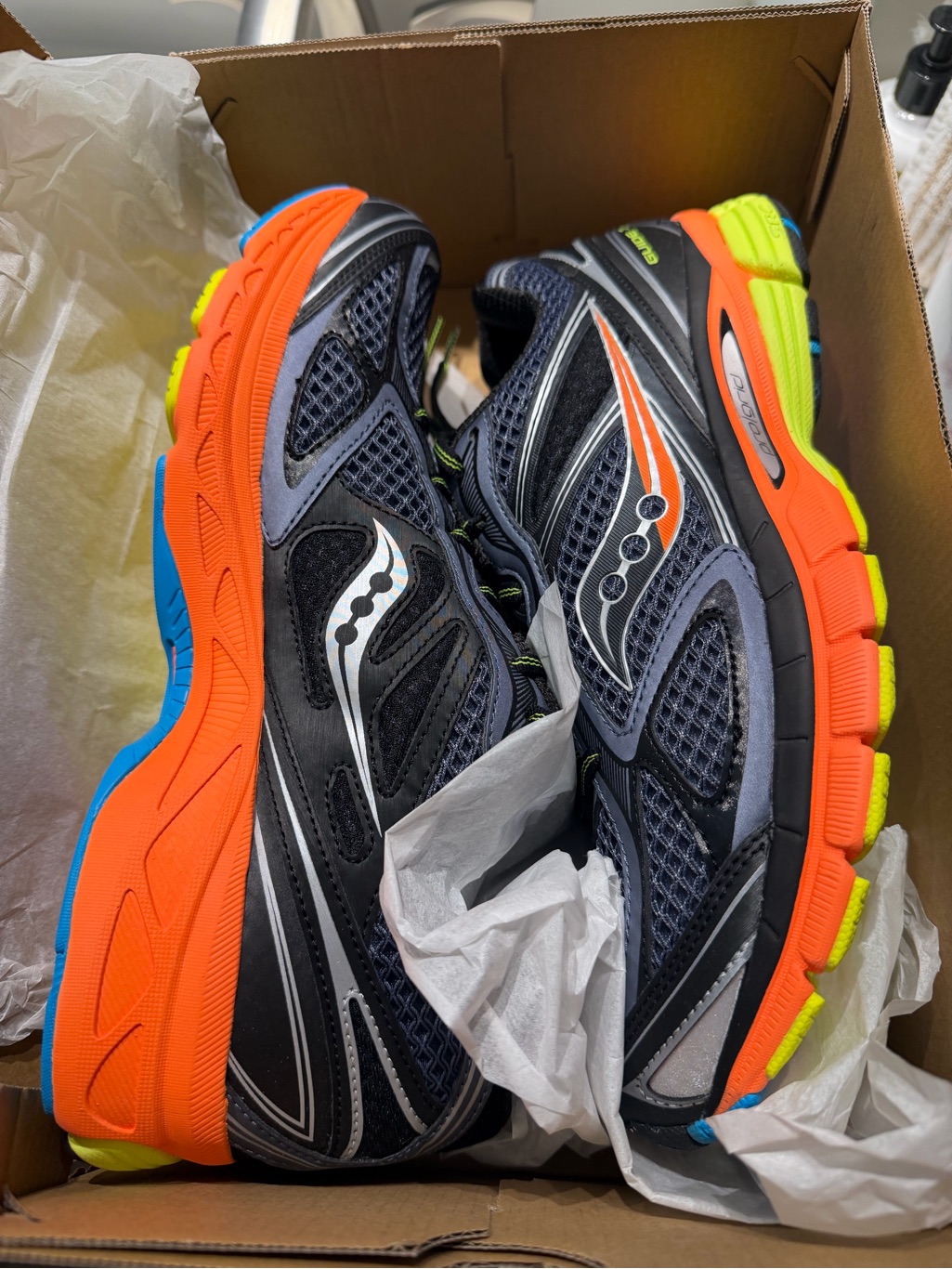 Saucony Men’s Running Shoes - Black With Orange & Neon Yellow Accents 10.5 Men’s